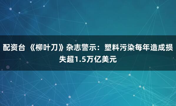 配资台 《柳叶刀》杂志警示：塑料污染每年造成损失超1.5万亿美元